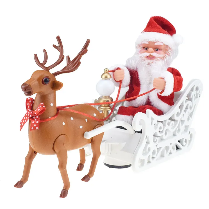 Electric Santa Reindeer Sleigh – Musical Christmas Decoration