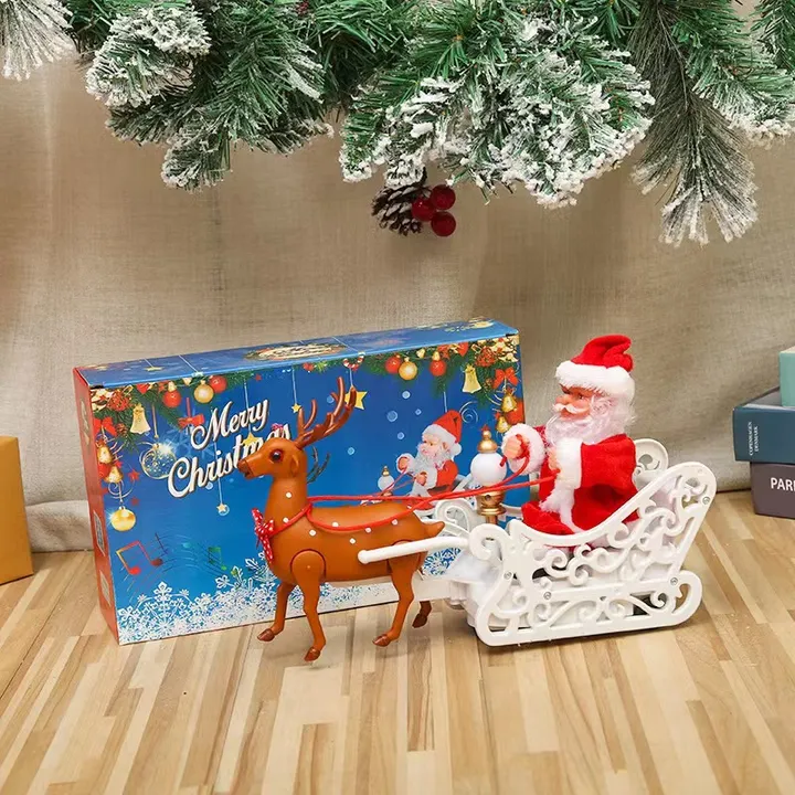 Electric Santa Reindeer Sleigh – Musical Christmas Decoration - Image 4