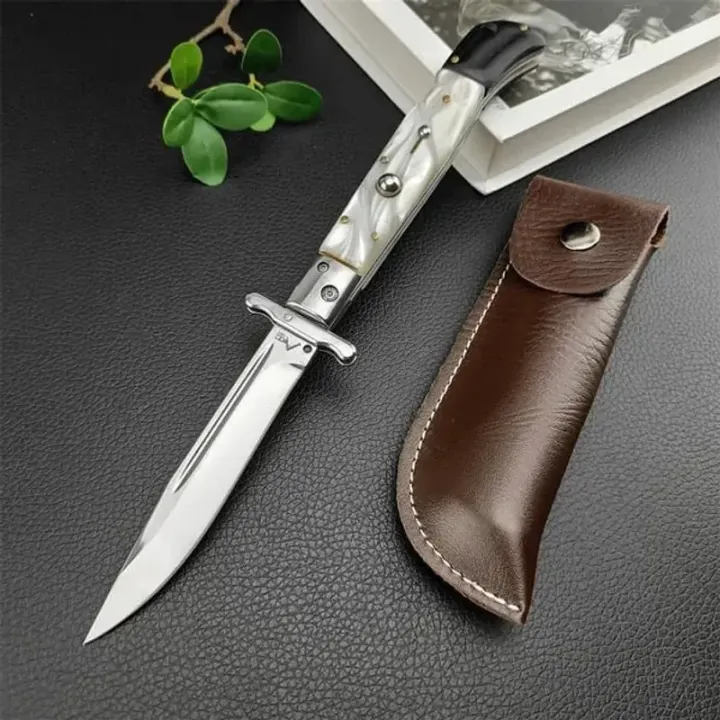 440C Stainless Steel Outdoor Folding Knife 41-Inch with Durable Shell Resin Hand